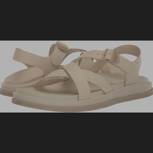 Cream Flat Sandals with Intricate Straps